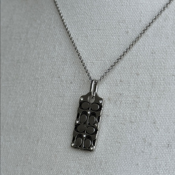 Coach silver rhinestone hang tag necklace - NWOT - Picture 5 of 9